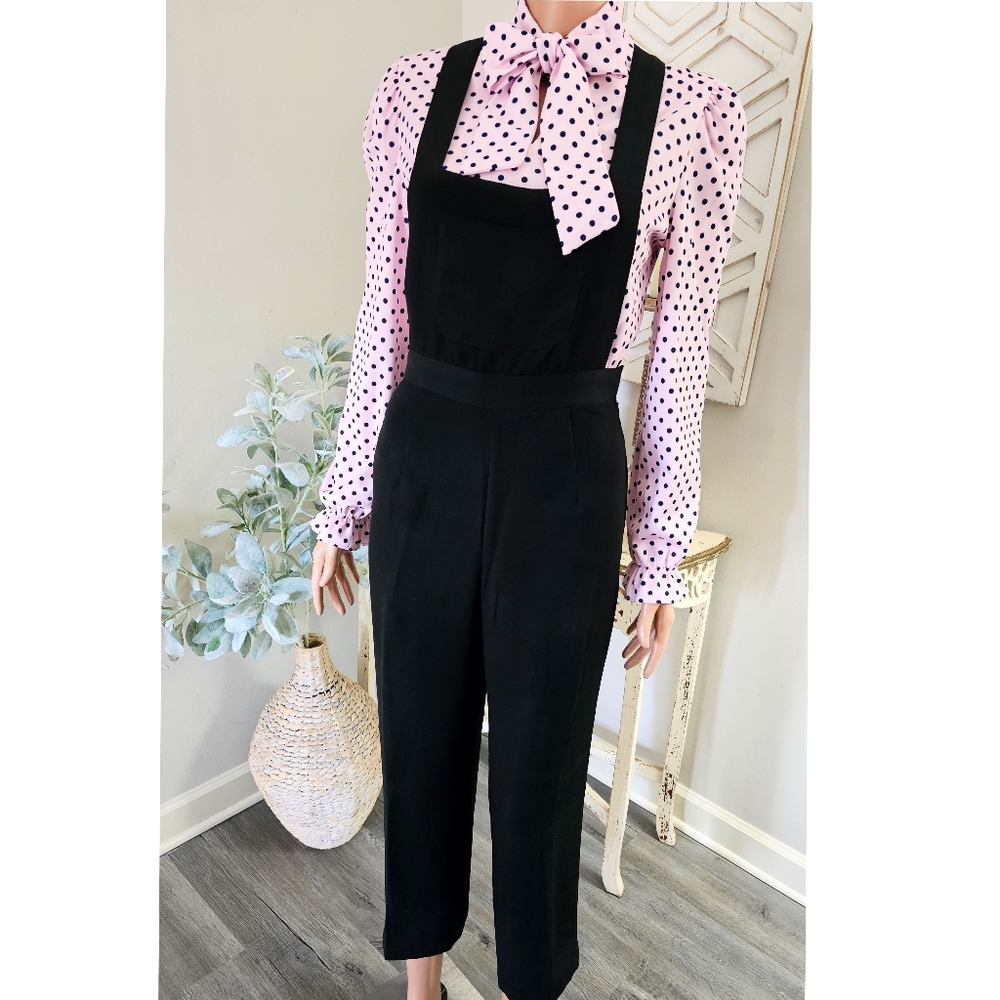 Vintage J.R.T Black Crepe Adjustable Straps Petite Jumpsuit
